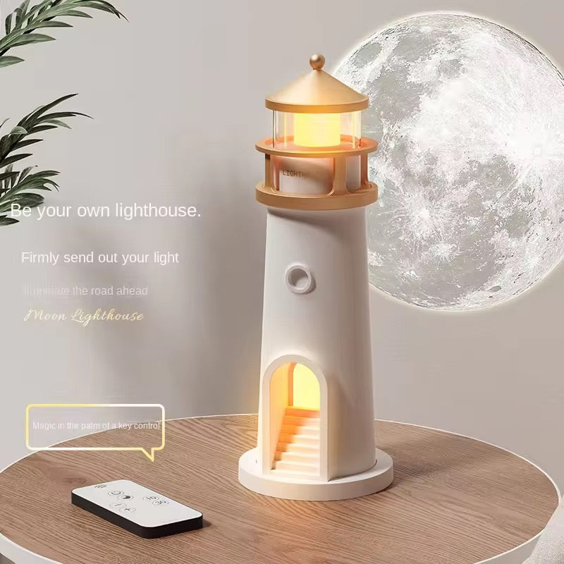 Lighthouse lamp with moon projection