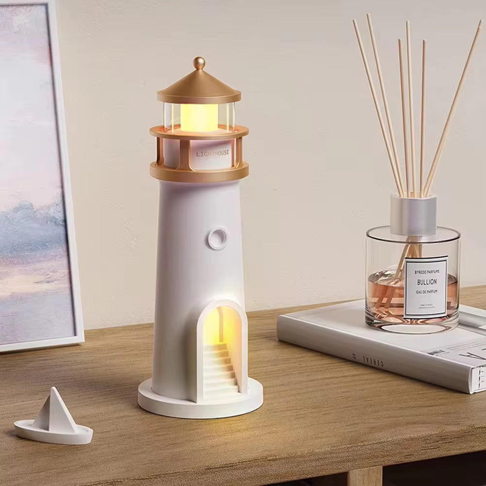 Lighthouse lamp with moon projection