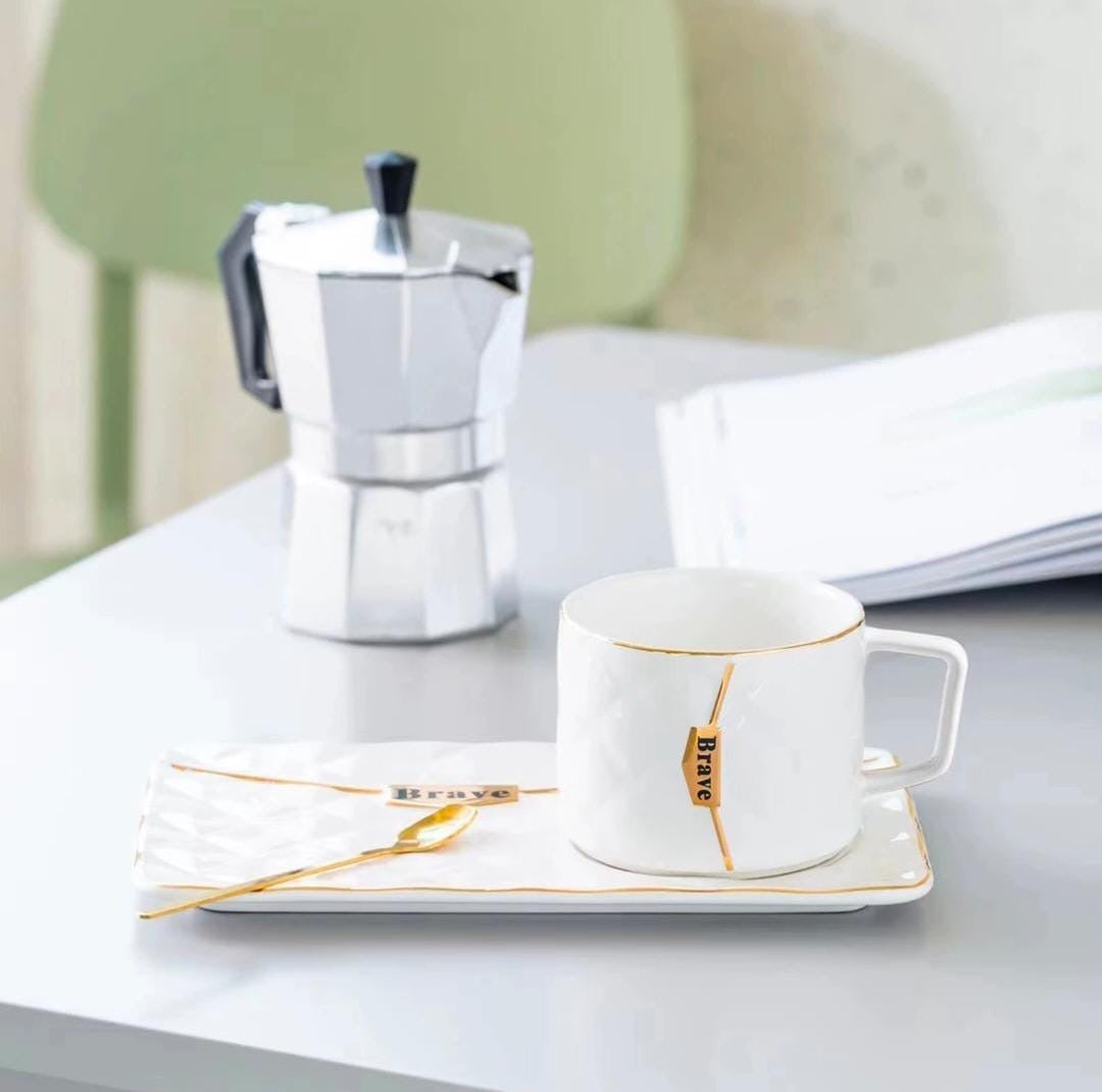 Handbag Shaped Ceramic Mug with Platter & spoon (Buy 1 Get 1 Free)