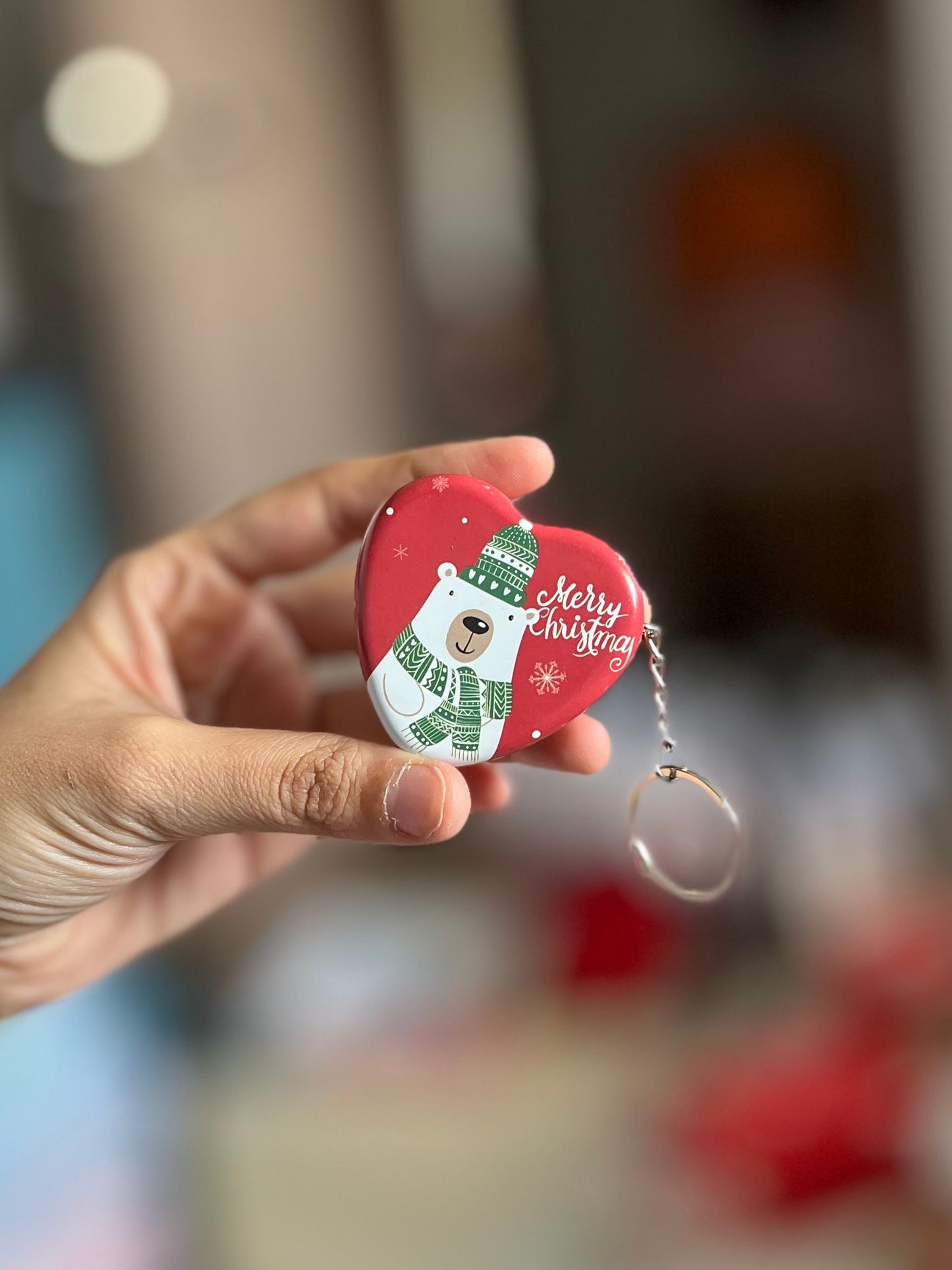 Christmas Heart Tin Keychains (set of 2)