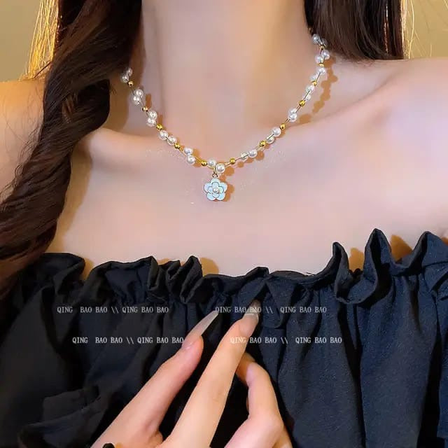 French Style Camellia Flower Necklace