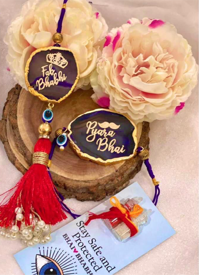 Agate Rakhi & Lumba Set