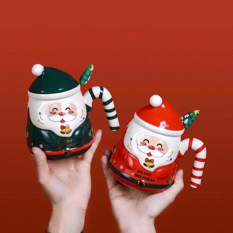 Santa Clause Mug with Lid & Spoon