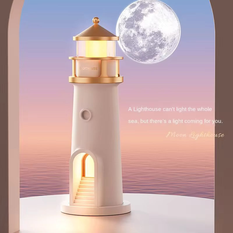 Lighthouse lamp with moon projection