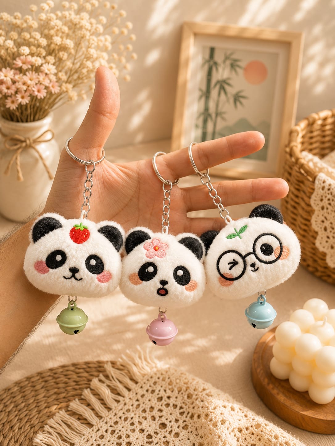 Panda mini plushie keychain