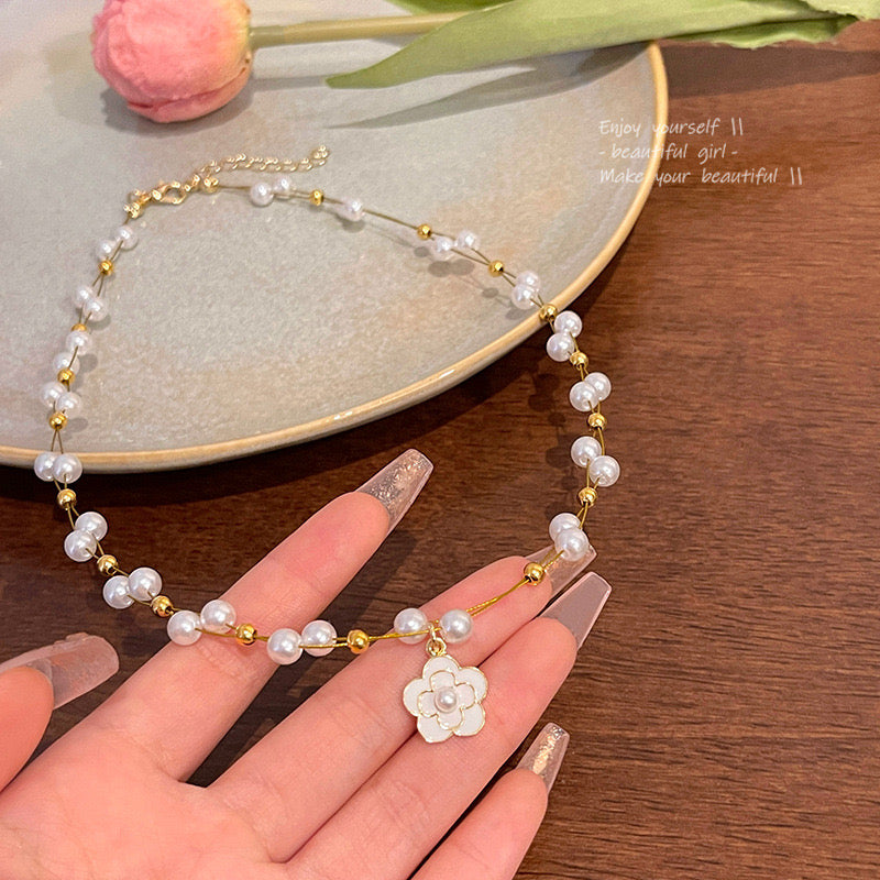 French Style Camellia Flower Necklace