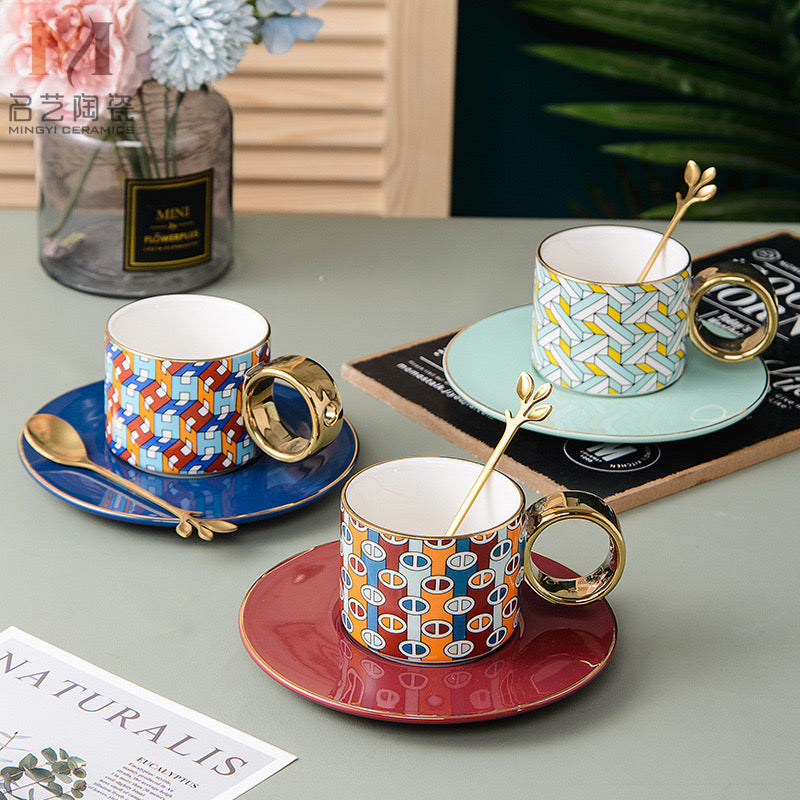 European Style Mug - Saucer & spoon