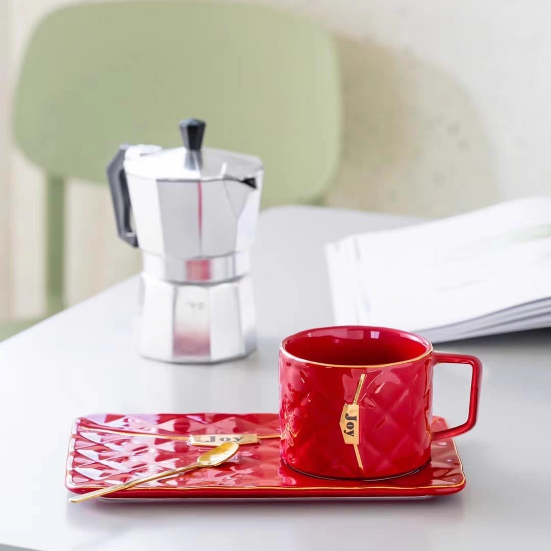 Handbag Shaped Ceramic Mug with Platter & spoon (Buy 1 Get 1 Free)