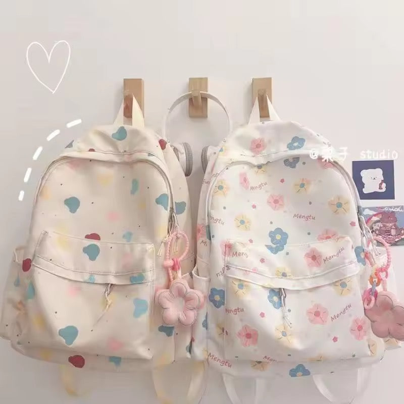 Korean Backpack With Flower Pendant
