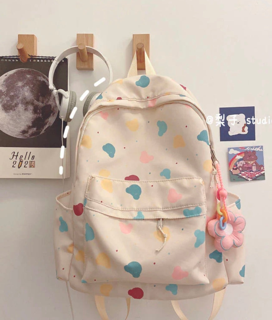 Korean Backpack With Flower Pendant