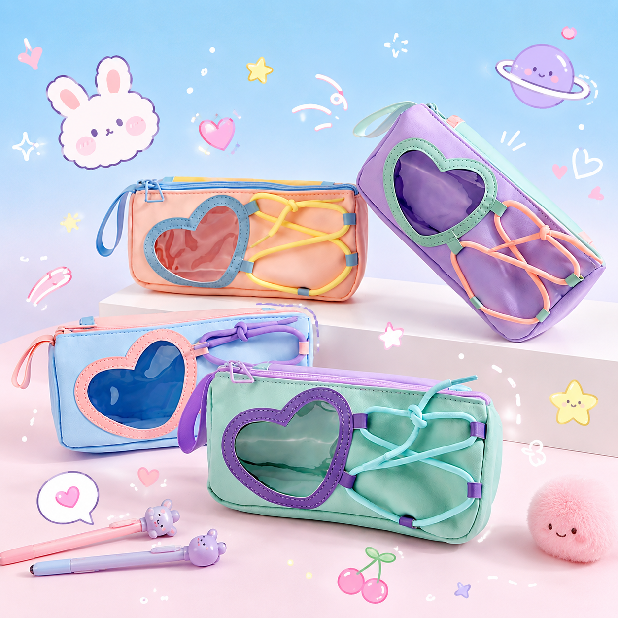 Pastel Heart Pouches