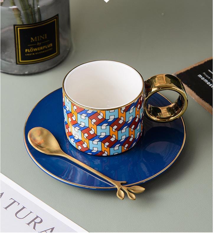 European Style Mug - Saucer & spoon