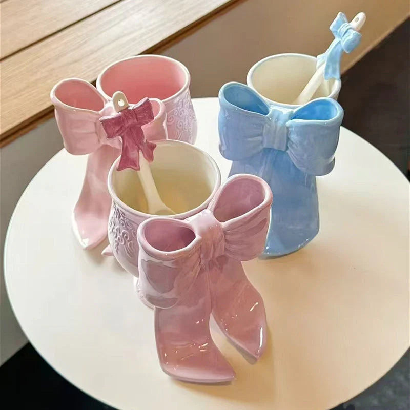Cute Bow Cup With Spoon
