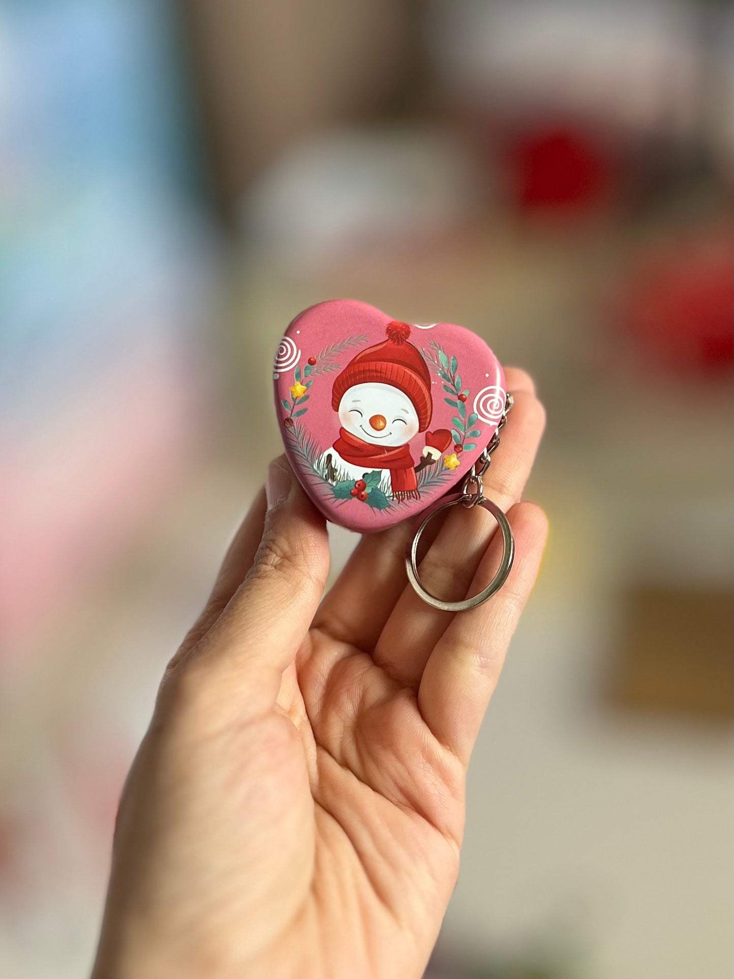 Christmas Heart Tin Keychains (set of 2)