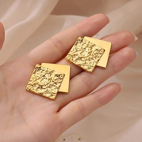 Dual Square Chunky Anti Tarnish Earrings