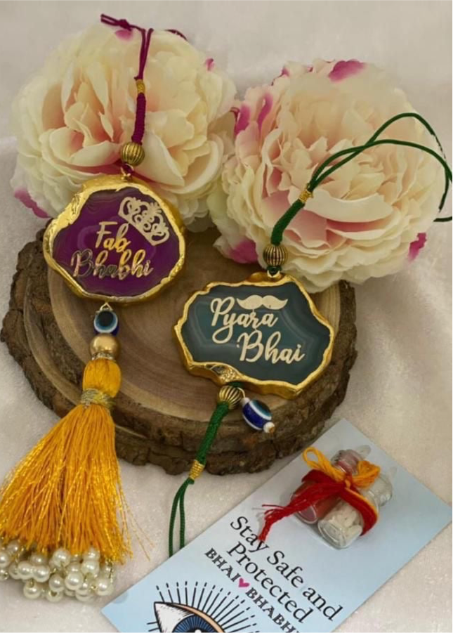 Agate Rakhi & Lumba Set