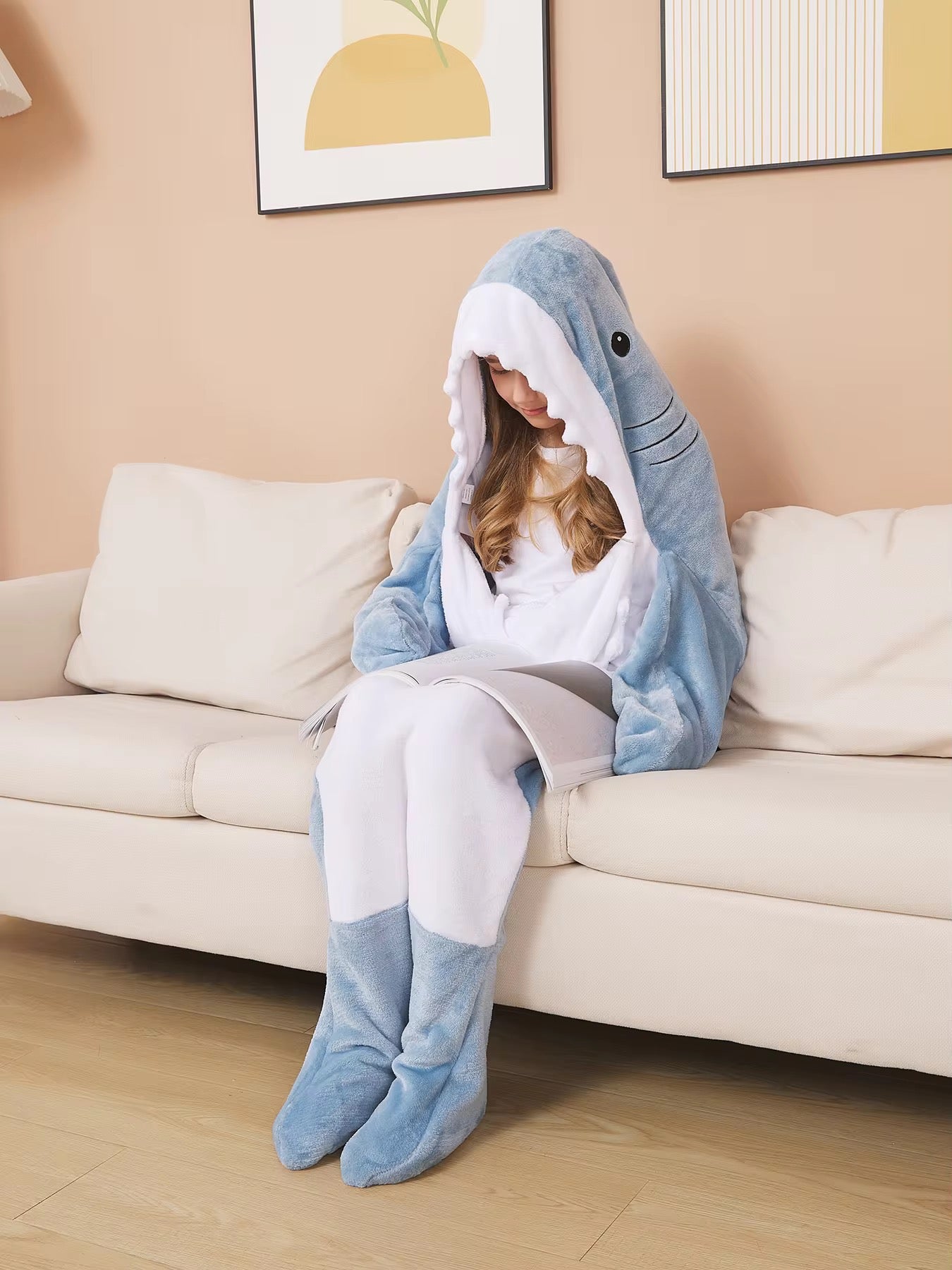 Shark Flannel Hoodie Blanket