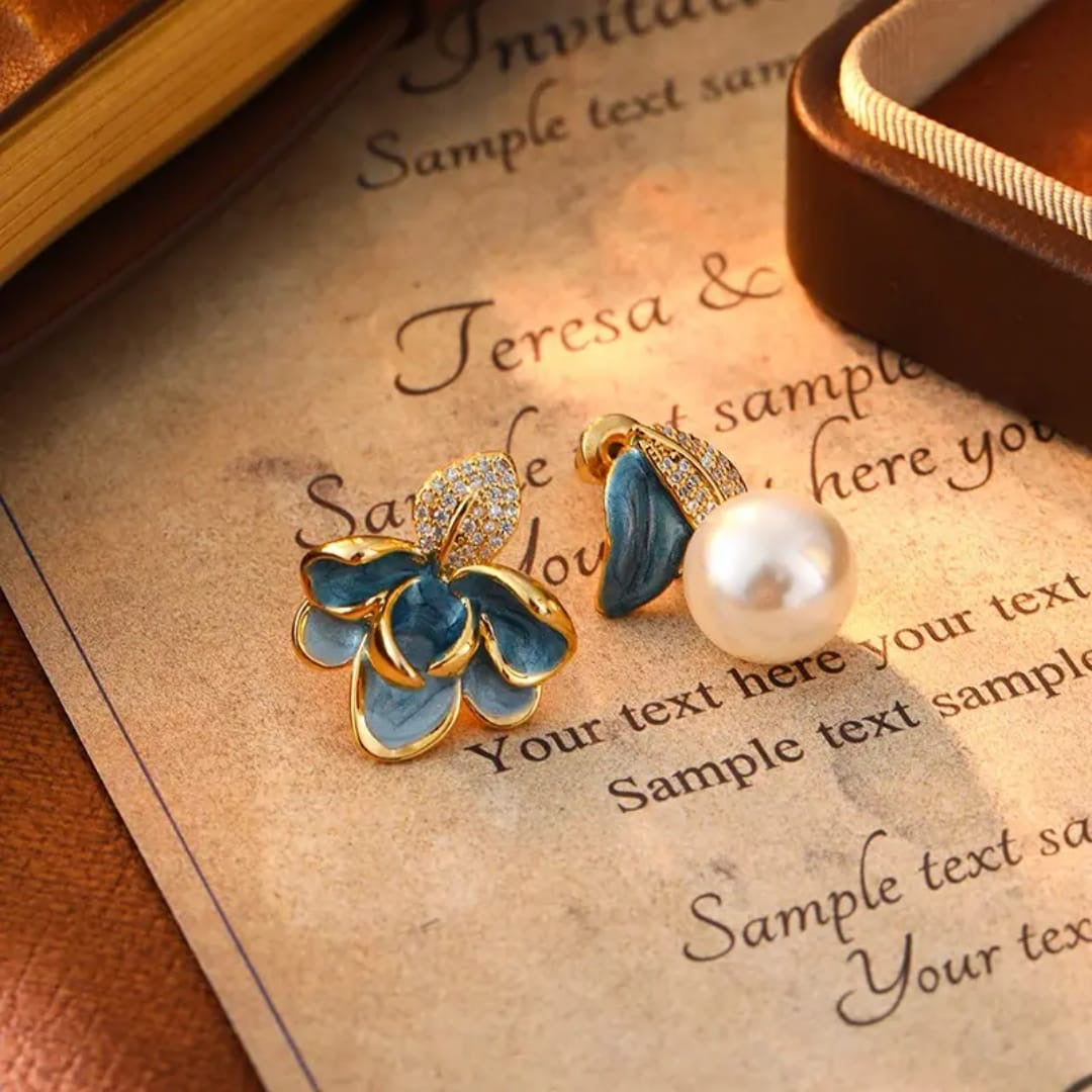 Blue Enamel Earrings