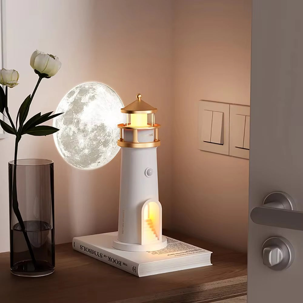 Lighthouse lamp with moon projection