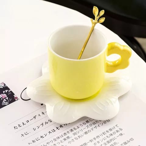 Pastel Sunflower Mug & Saucer Set