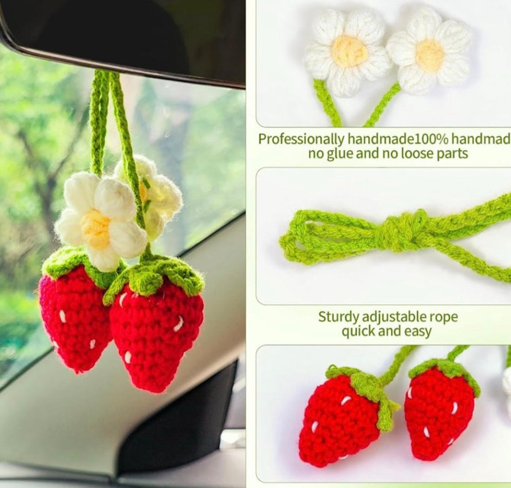 Strawberry Crochet Charm (set of 2)