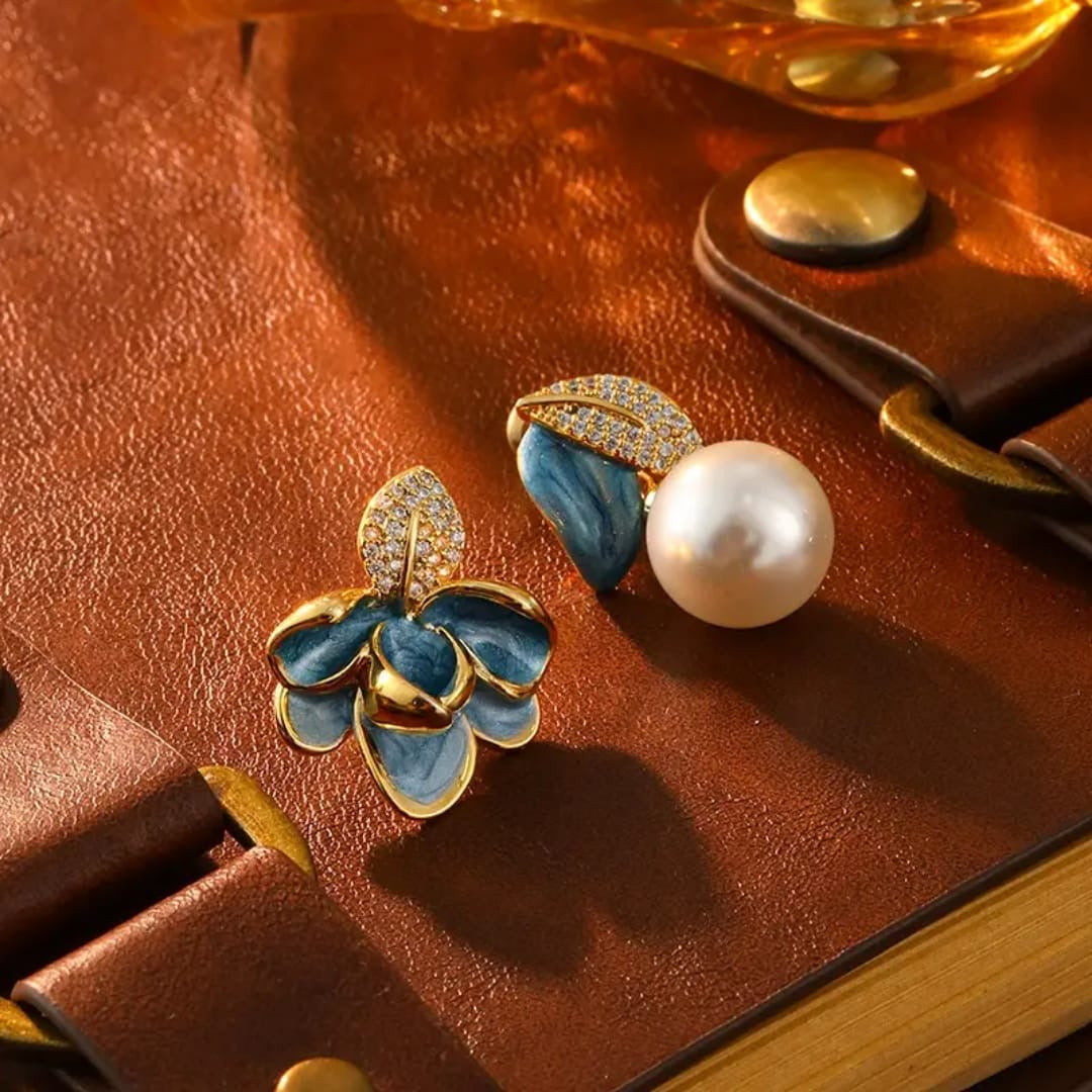 Blue Enamel Earrings