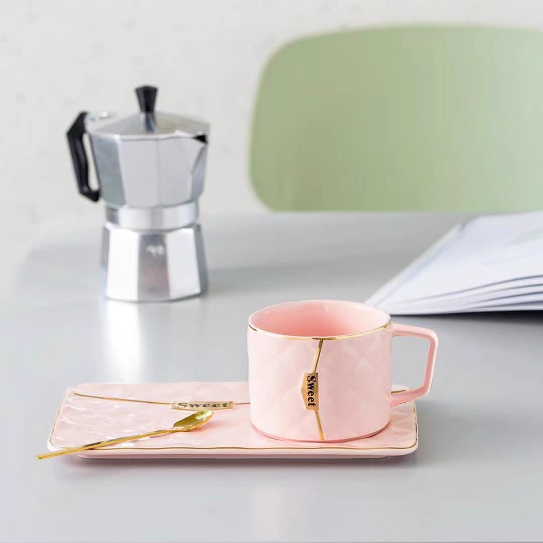 Handbag Shaped Ceramic Mug with Platter & spoon (Buy 1 Get 1 Free)