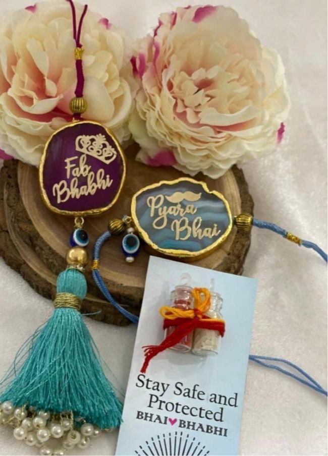 Agate Rakhi & Lumba Set