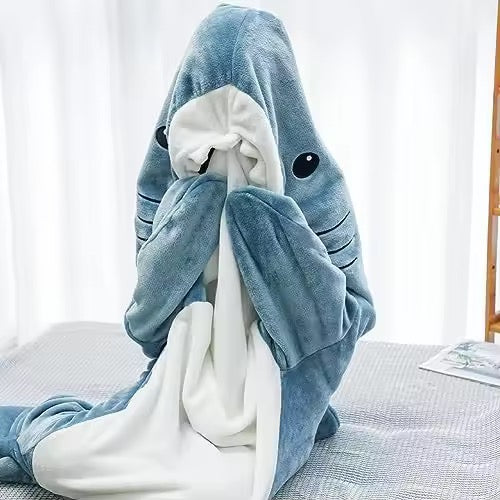 Shark Flannel Hoodie Blanket