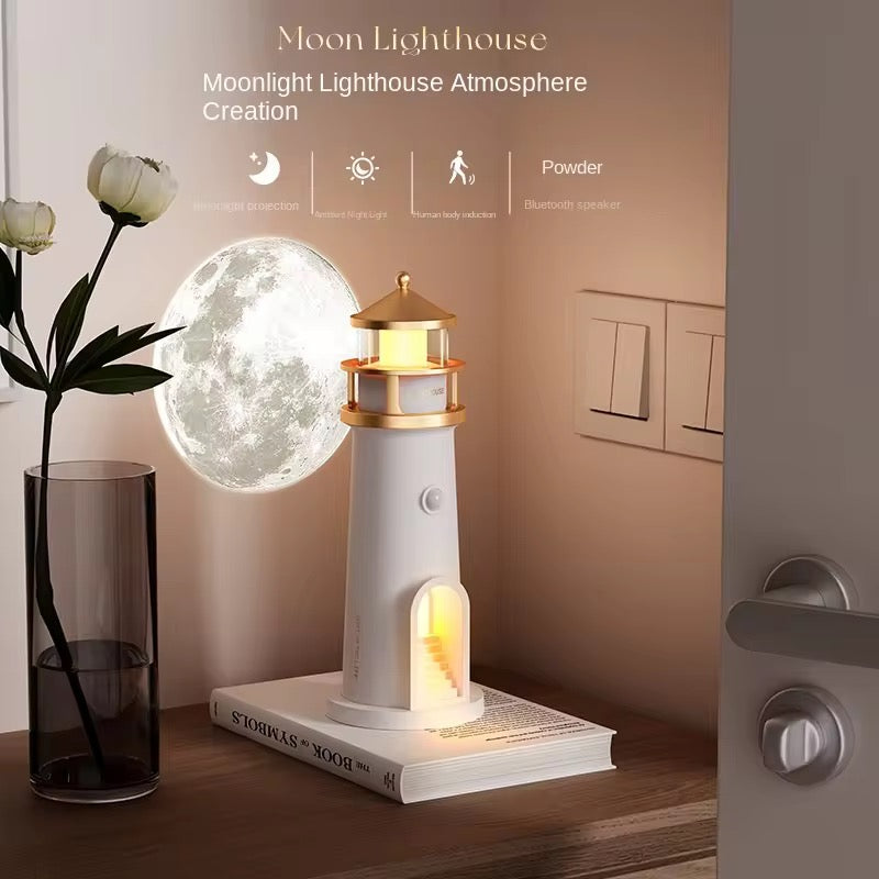Lighthouse lamp with moon projection