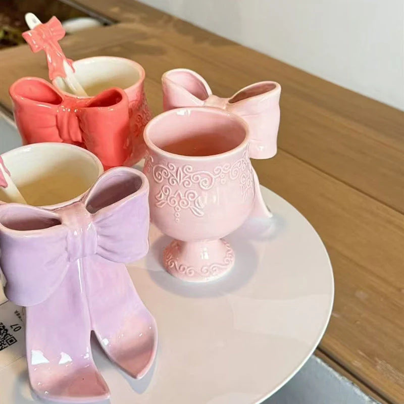 Cute Bow Cup With Spoon