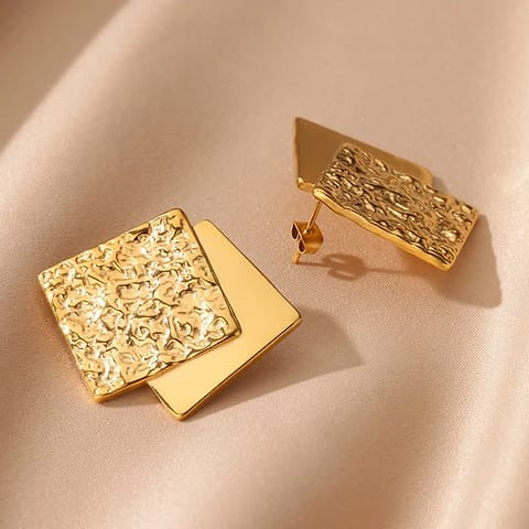 Dual Square Chunky Anti Tarnish Earrings