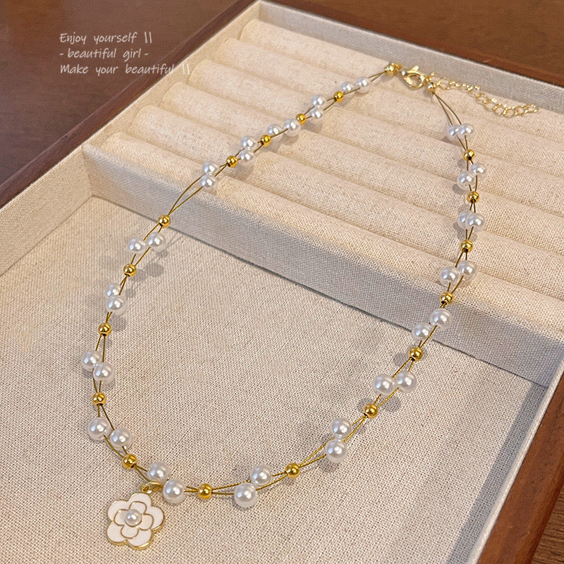 French Style Camellia Flower Necklace