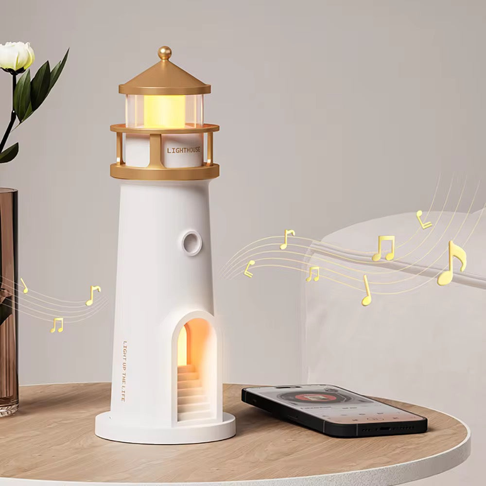 Lighthouse lamp with moon projection