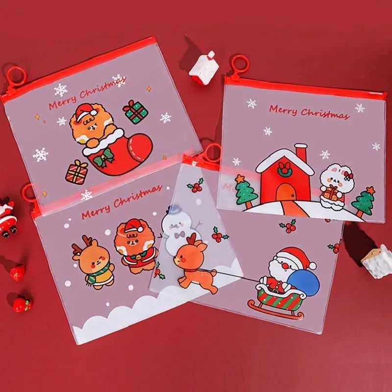 Merry Christmas PVC Zipper Pouches -