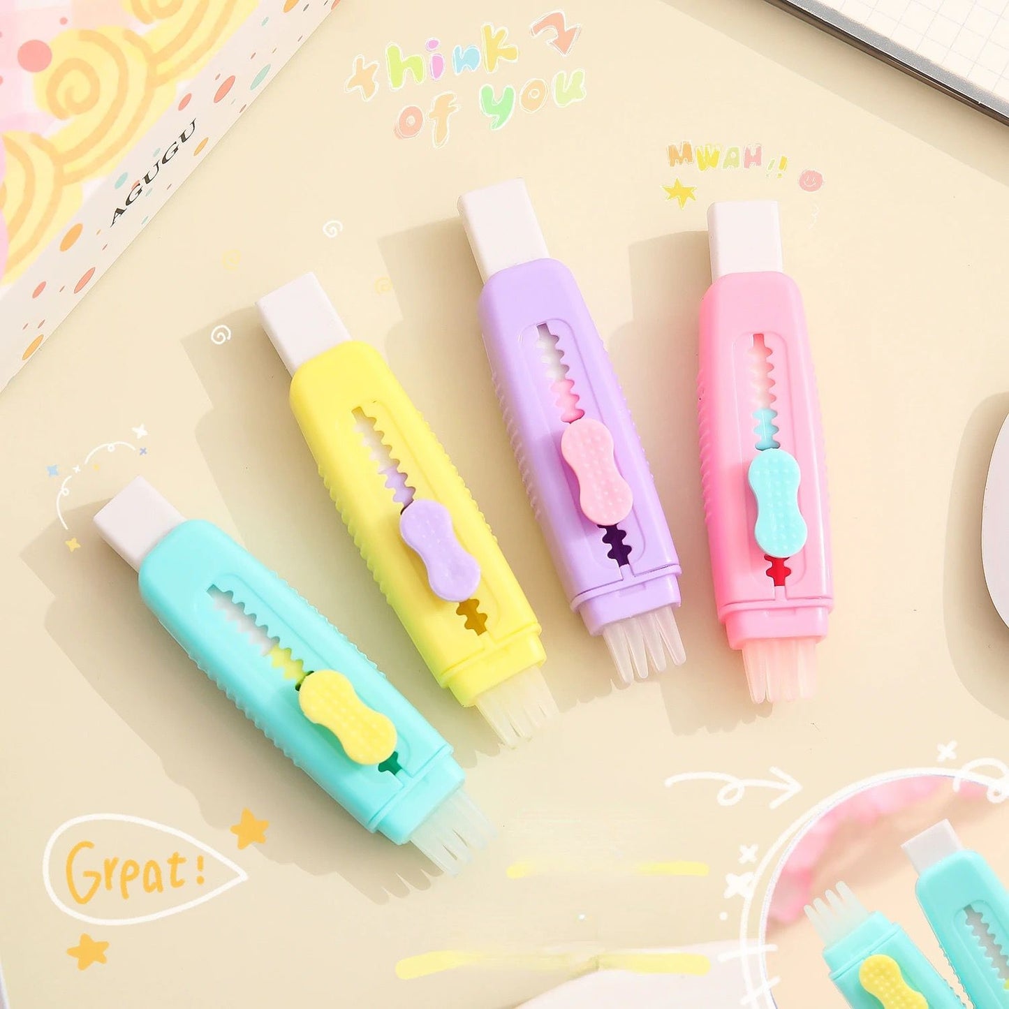 Pastel Erasers with Duster -