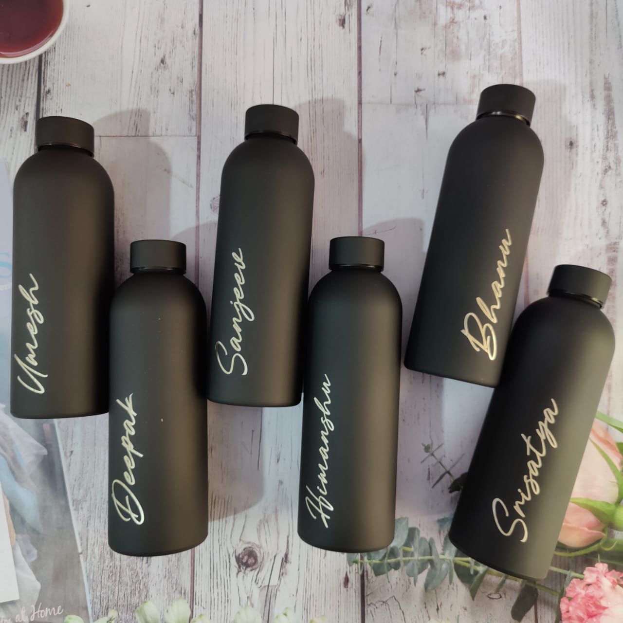 Personalized Black Stainless Steel Matte Finish Insulated Premium Bottle -