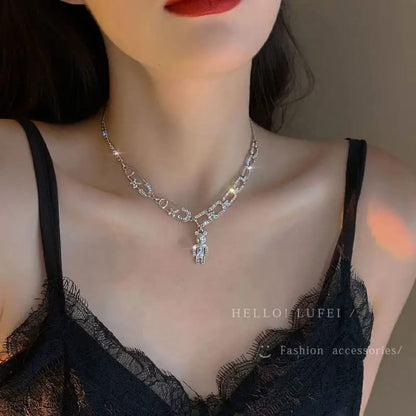 Rhinestone Teddy Necklace