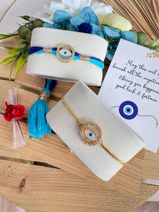 Evil Eye Rakhi & Bracelet Set