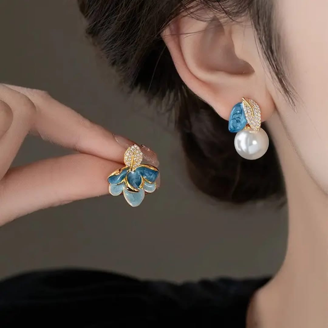 Blue Enamel Earrings