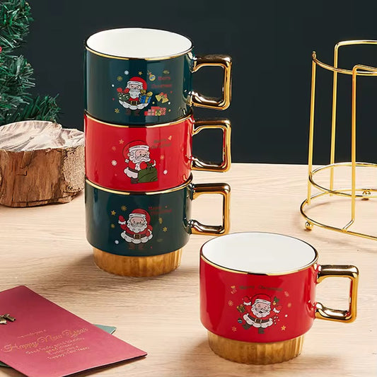 Christmas Mugs Set With Stand