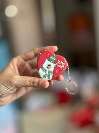 Christmas Heart Tin Keychains (set of 2)