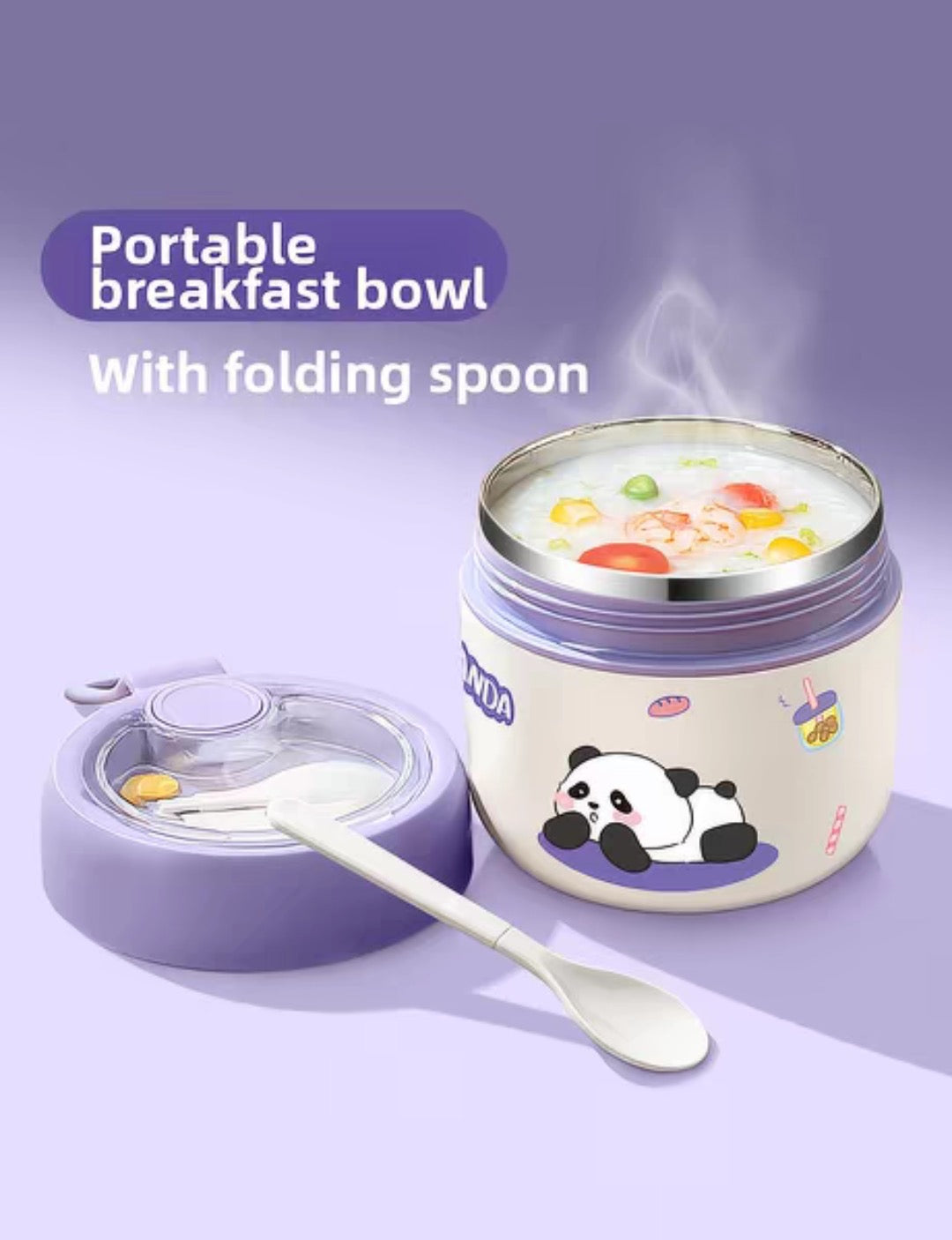 Insulated Panda Lunchbox cum food jar