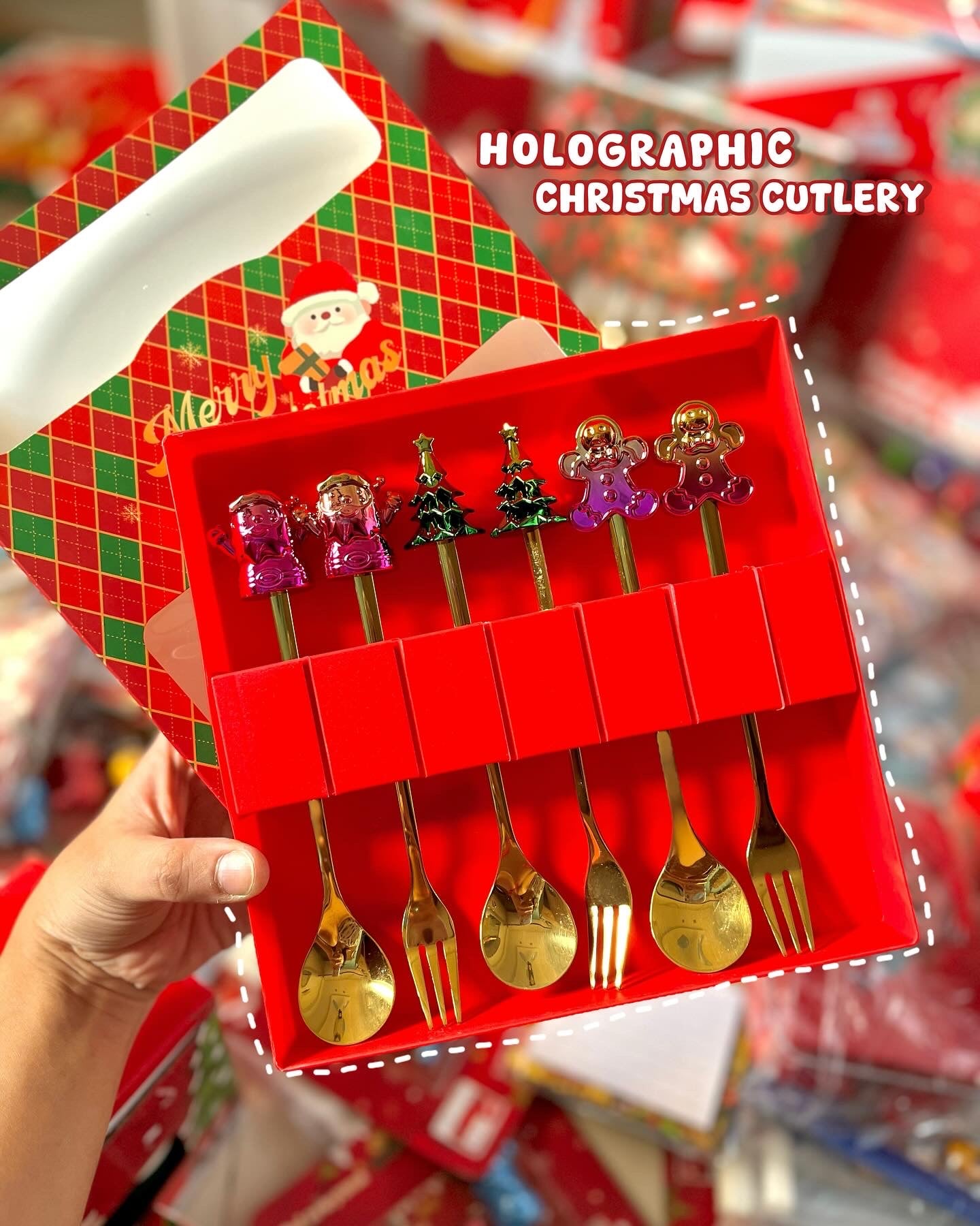 Holographic Christmas Cutlery