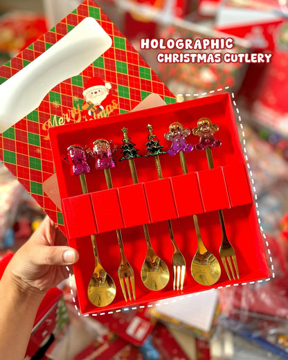 Holographic Christmas Cutlery