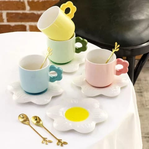 Pastel Sunflower Mug & Saucer Set
