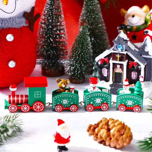 Wooden Santa Train For Christmas Decor