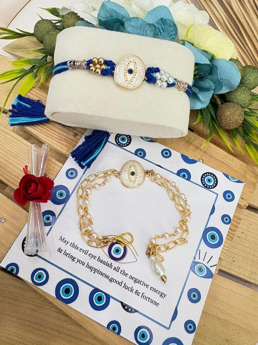 Premium Evil Eye Rakhi & Lumba Set