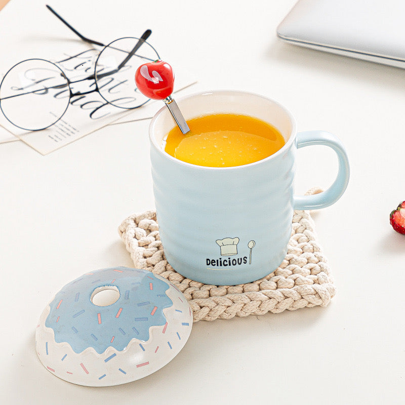 Cupcake Mug With Lid & Cherry Spoon