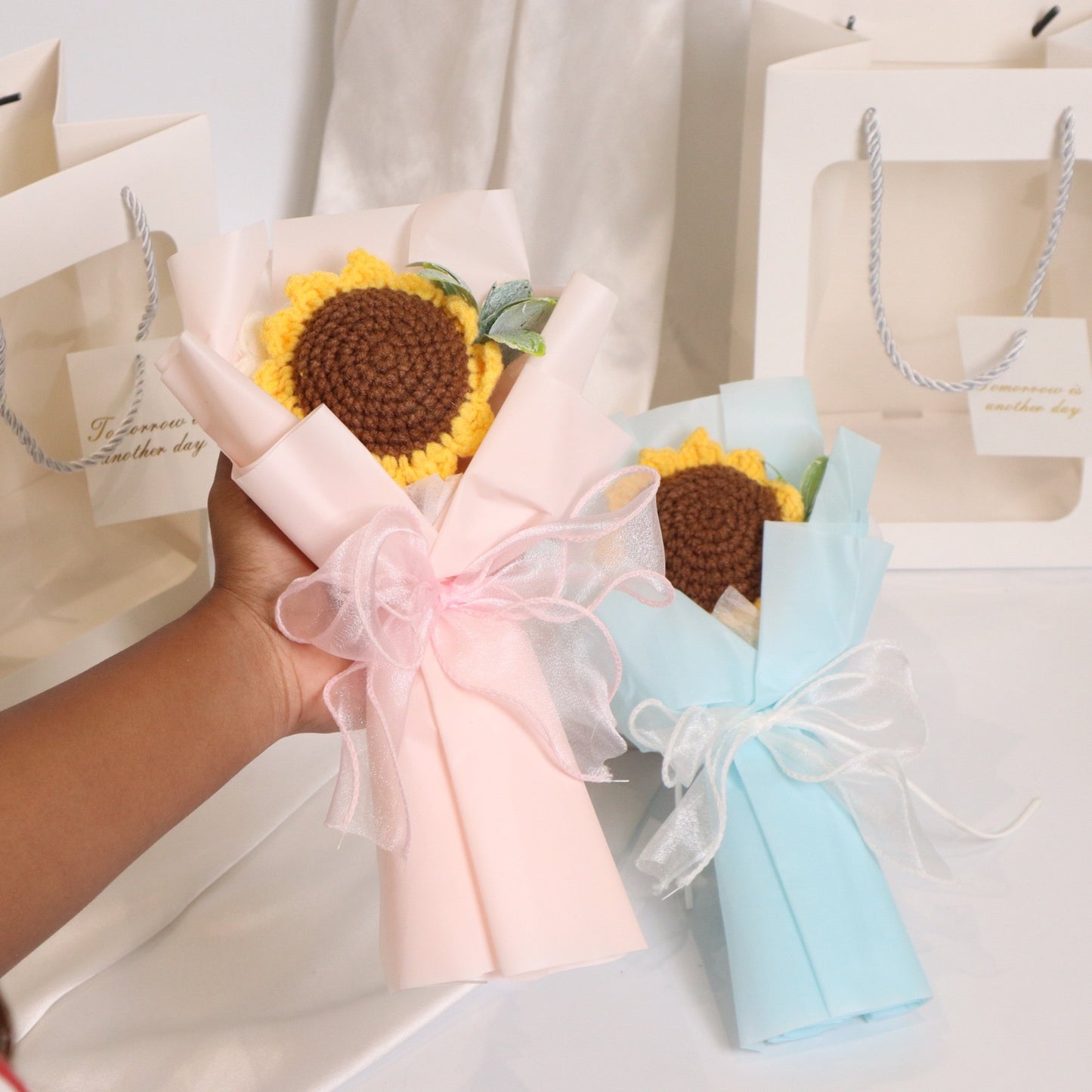 Sunflower Crochet Bouquet With Bag